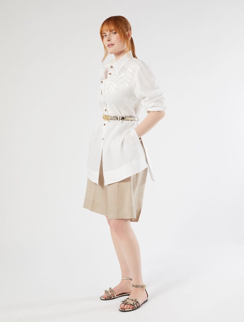 Marina Rinaldi Embroidered linen canvas tunic