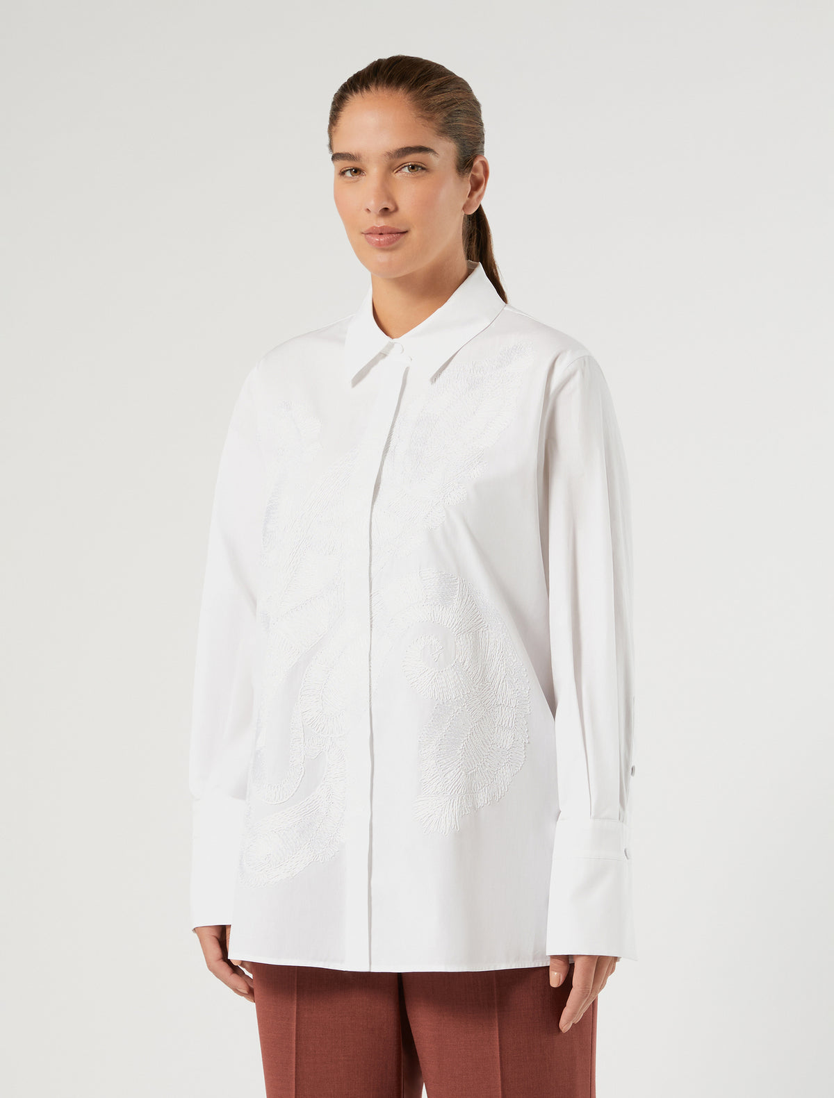 Marina Rinaldi Embroidered Poplin Tunic