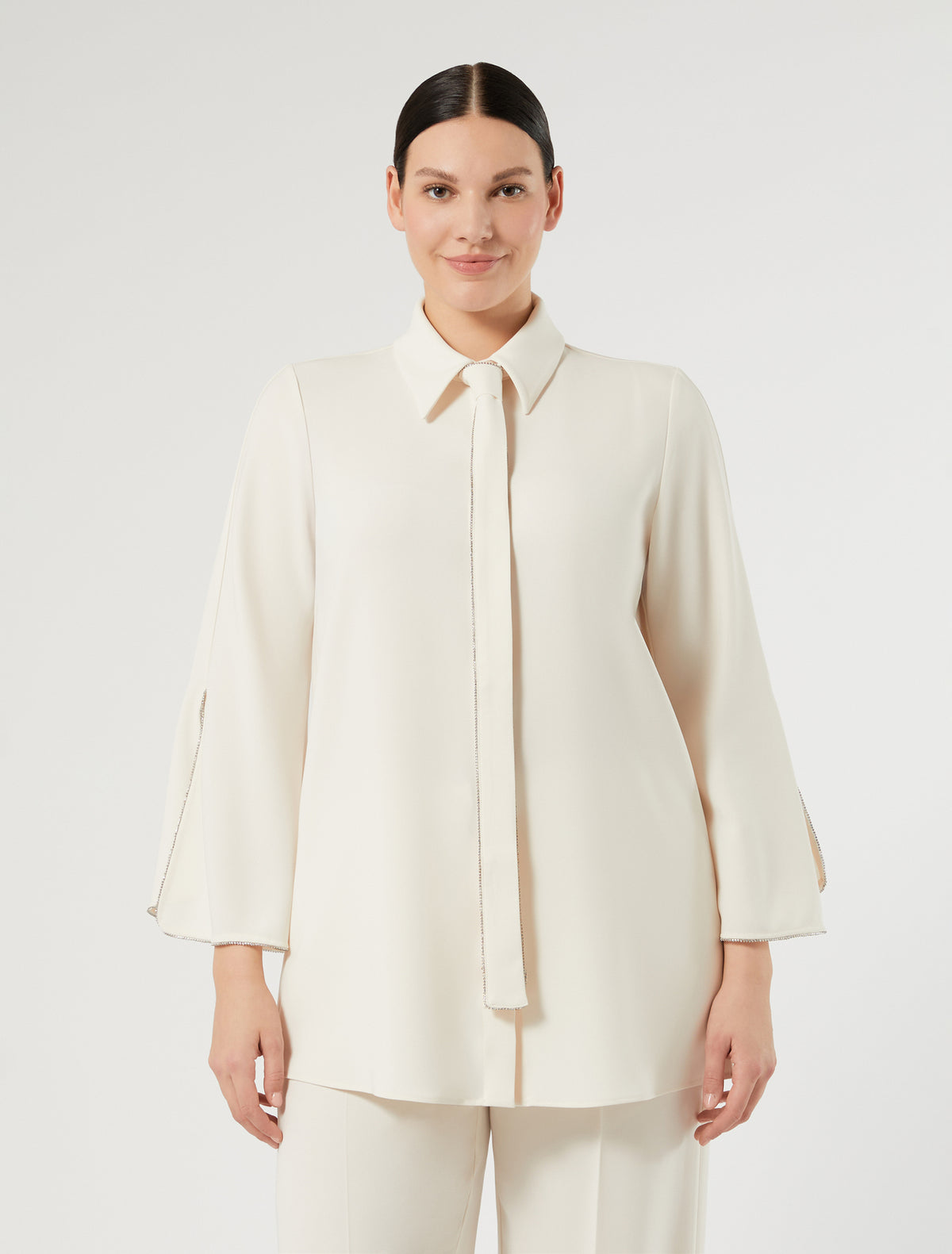 Marina Rinaldi Rhinestone-Adorned Cady Tunic