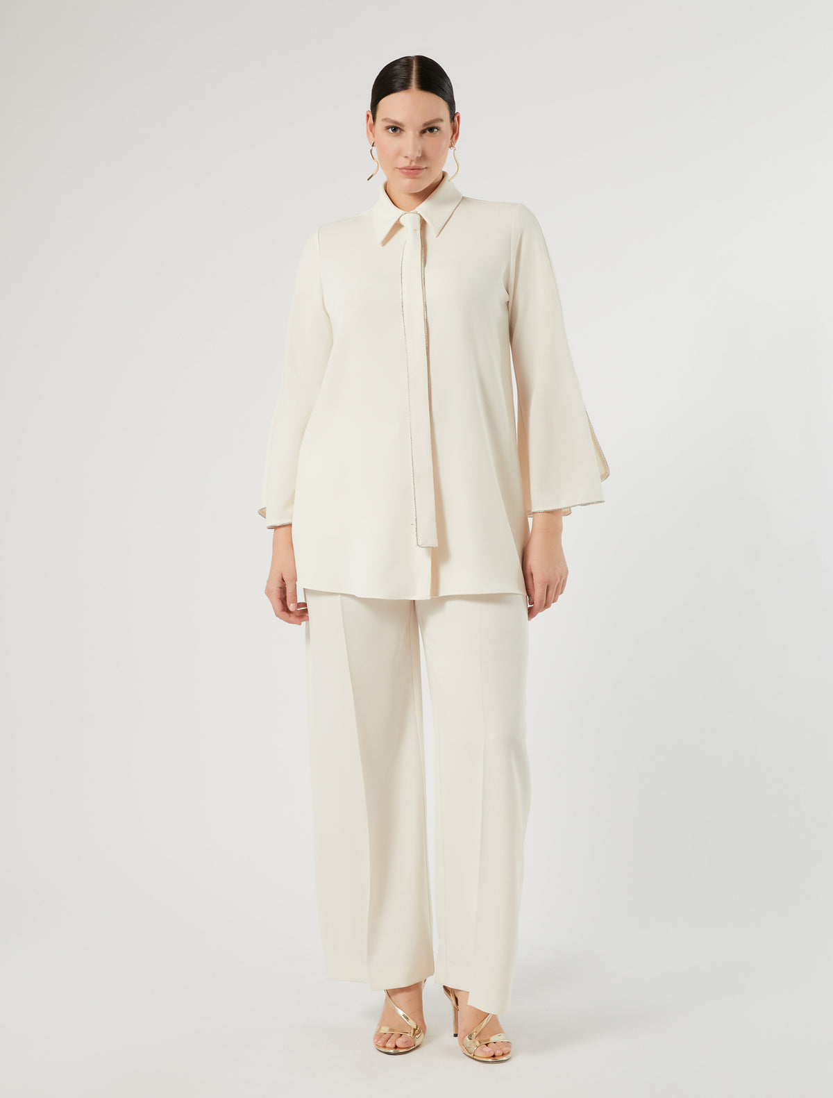 Marina Rinaldi Rhinestone-Adorned Cady Tunic