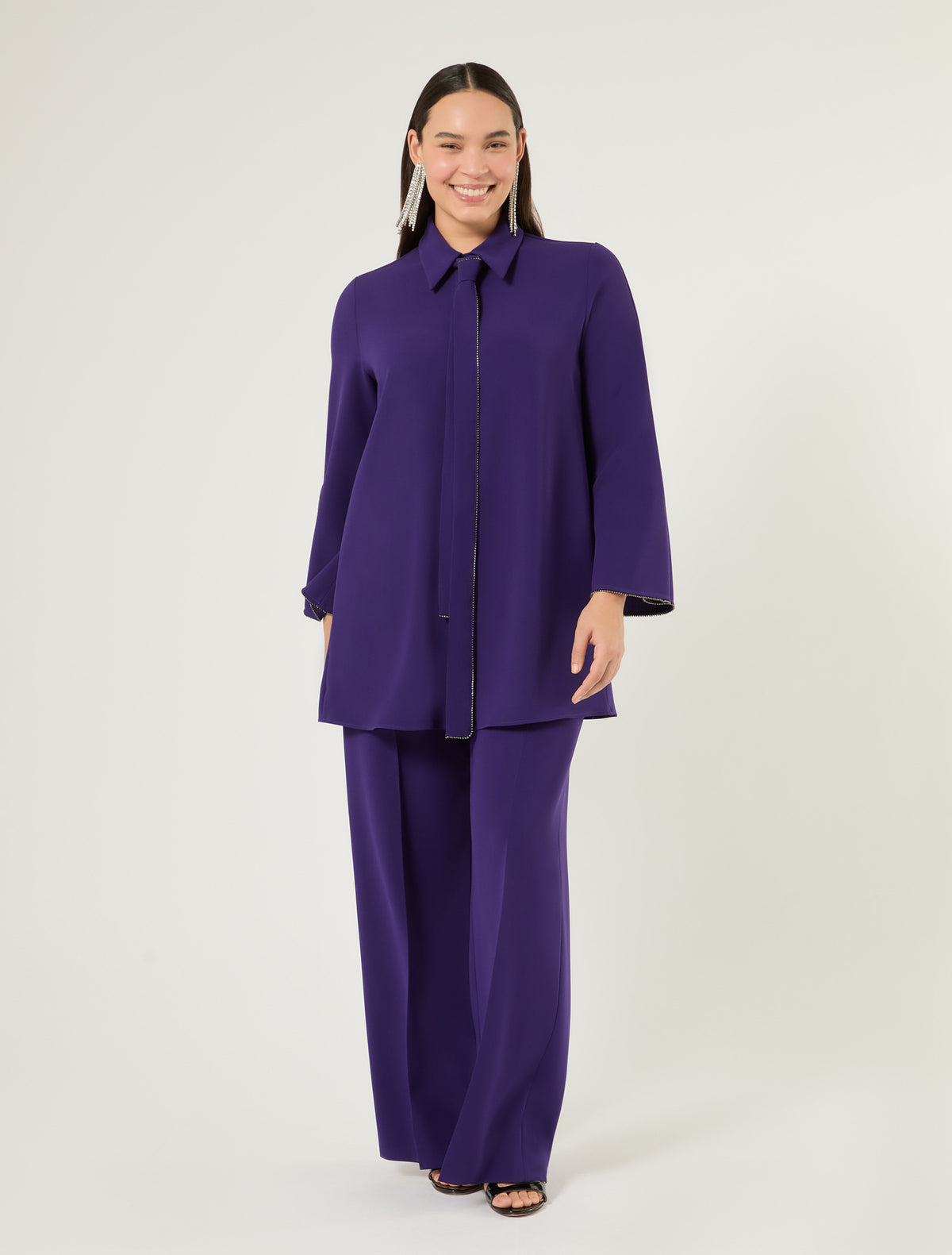 Marina Rinaldi Rhinestone-Adorned Cady Tunic