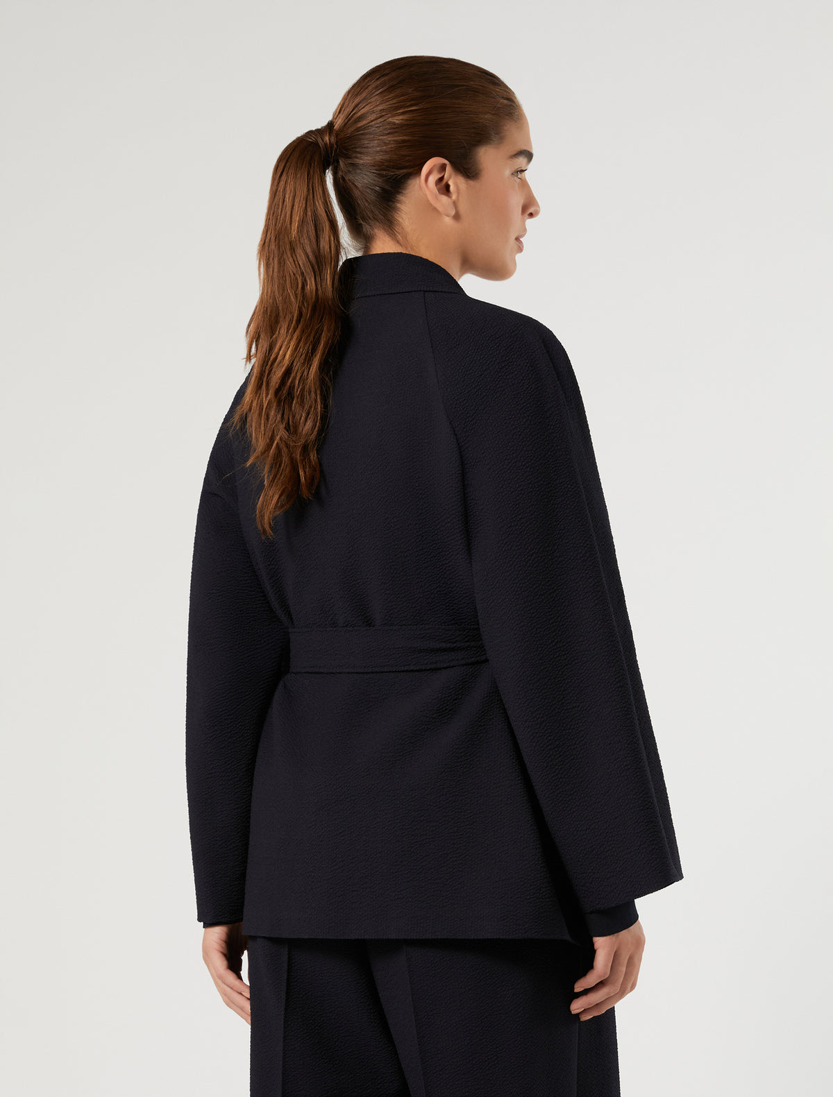 Marina Rinaldi Seersucker Open-Front Tunic
