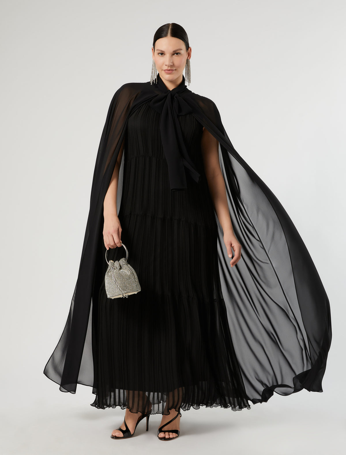 Marina Rinaldi Long Pleated Georgette Dress