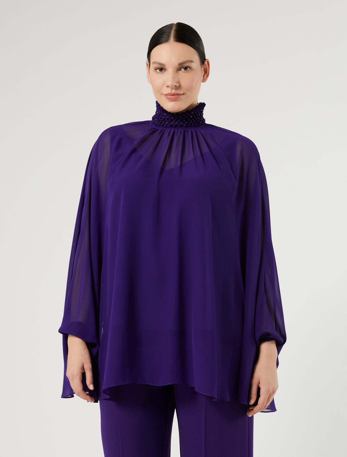 Marina Rinaldi Embroidered Georgette Blouse
