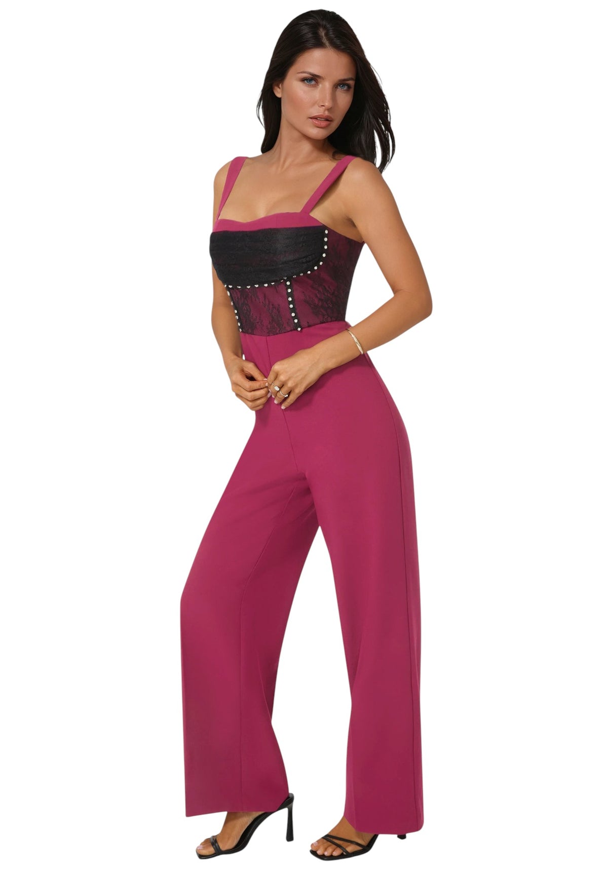 Bebe Lace Piecing Corset Jumpsuit