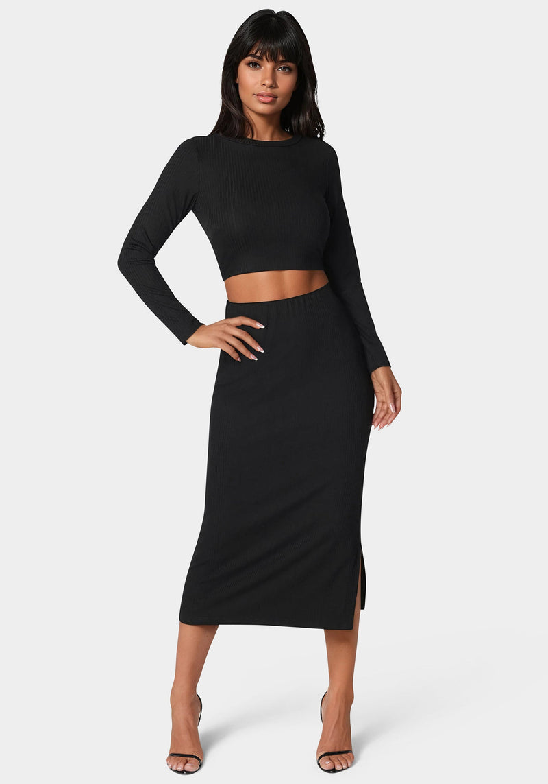 Bebe Two Piece Rib Sweater Set