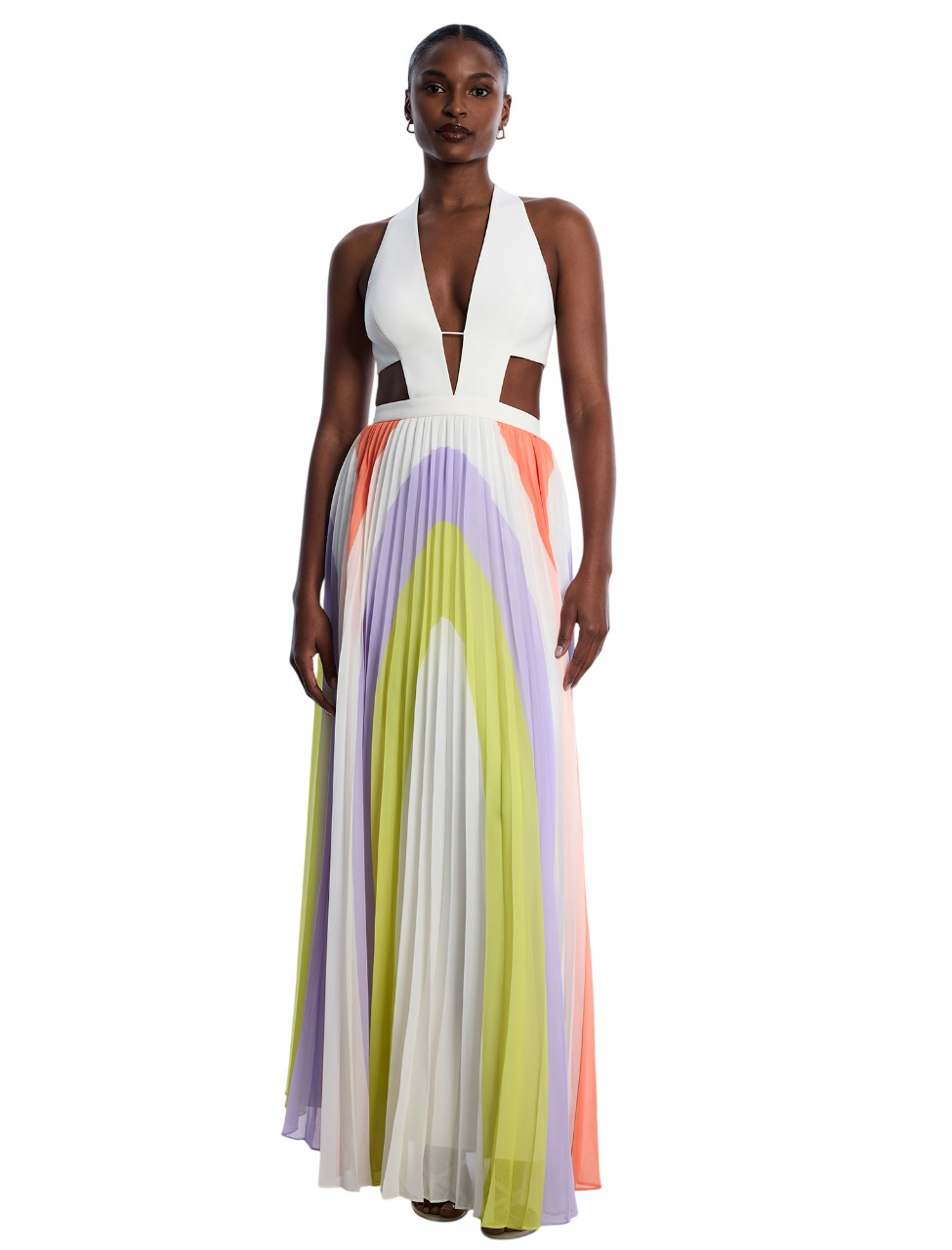 BCBGMAXAZARIA Printed Pleated Cutout Dress