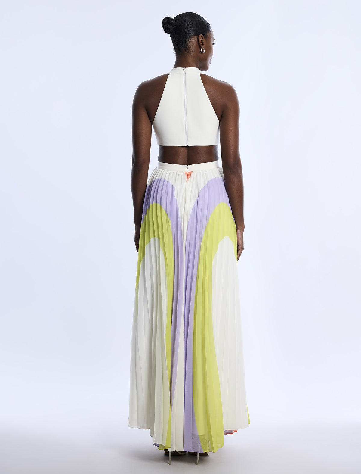 BCBGMAXAZARIA Printed Pleated Cutout Dress