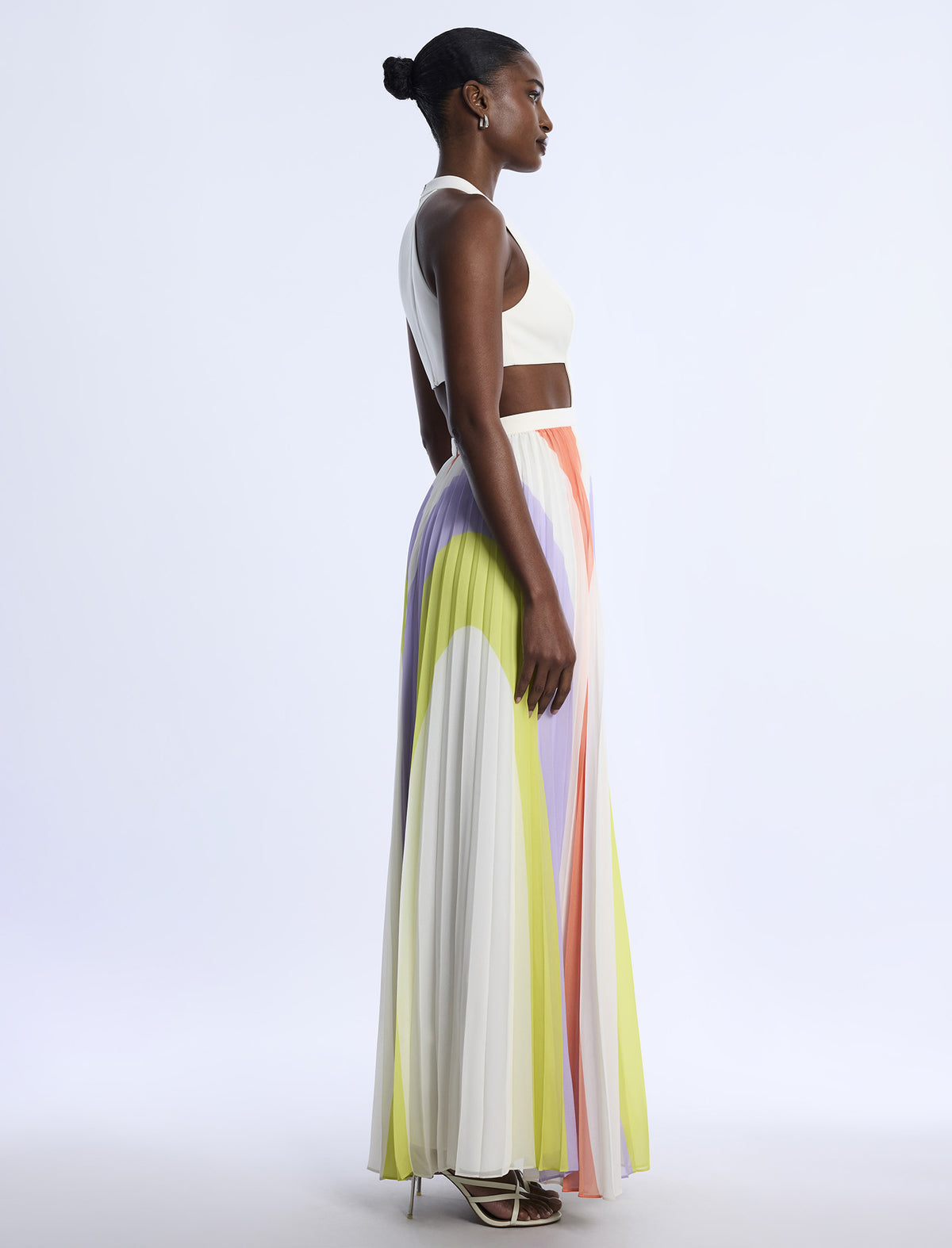 BCBGMAXAZARIA Printed Pleated Cutout Dress