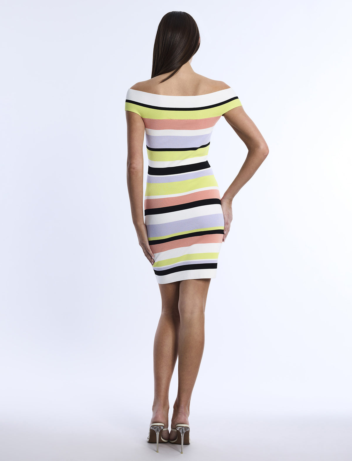BCBGMAXAZARIA Stripe Knit Off-Shoulder Dress
