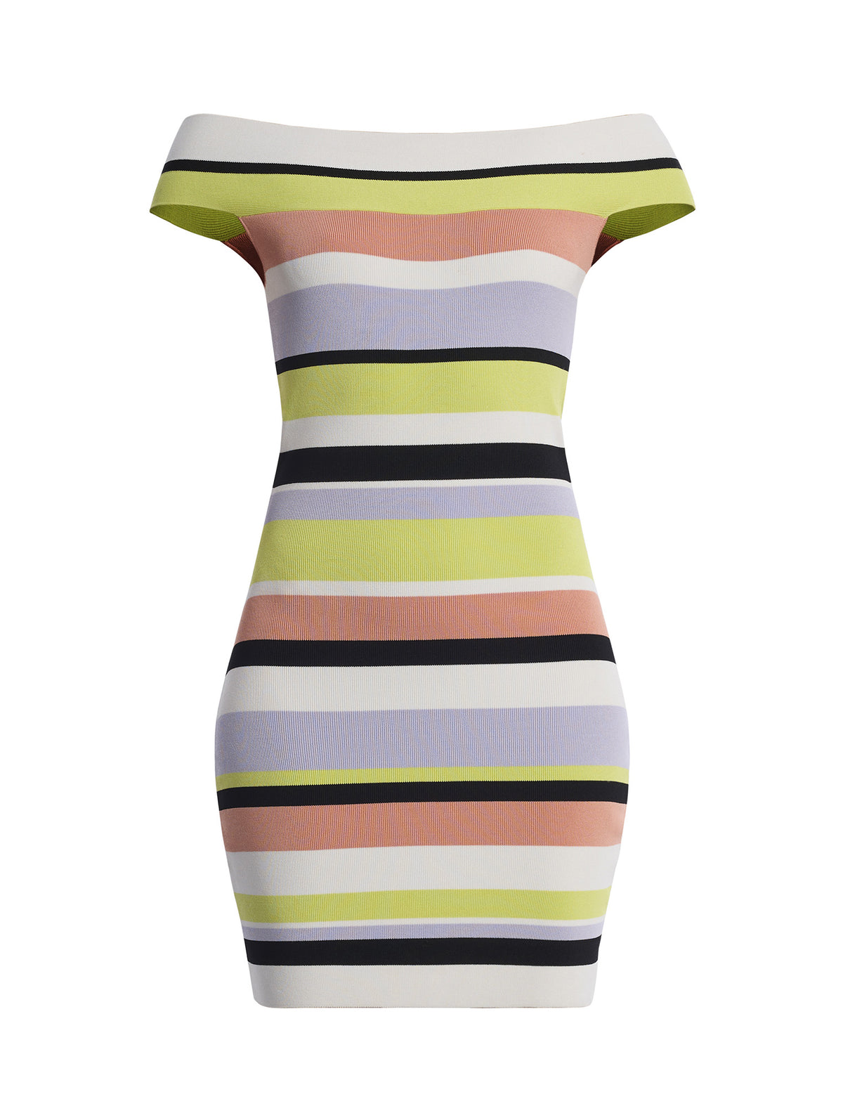 BCBGMAXAZARIA Stripe Knit Off-Shoulder Dress
