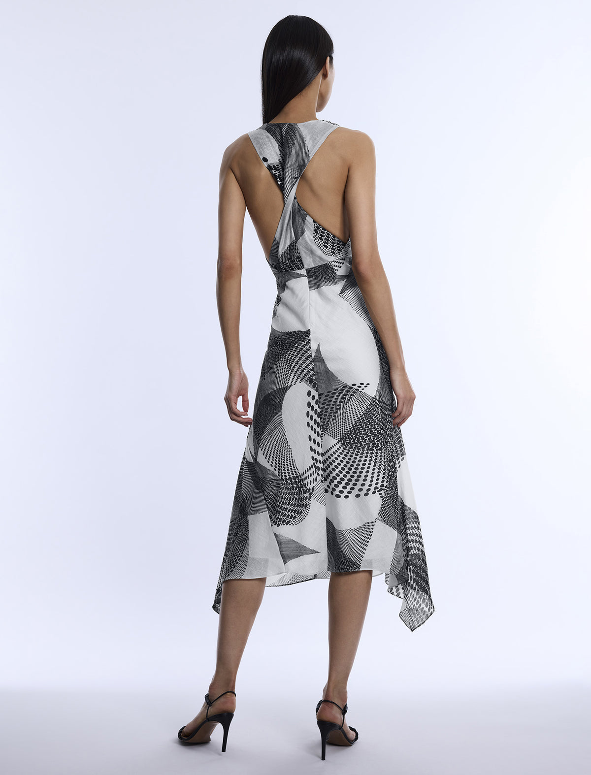 BCBGMAXAZARIA Printed Cowl Halter Dress