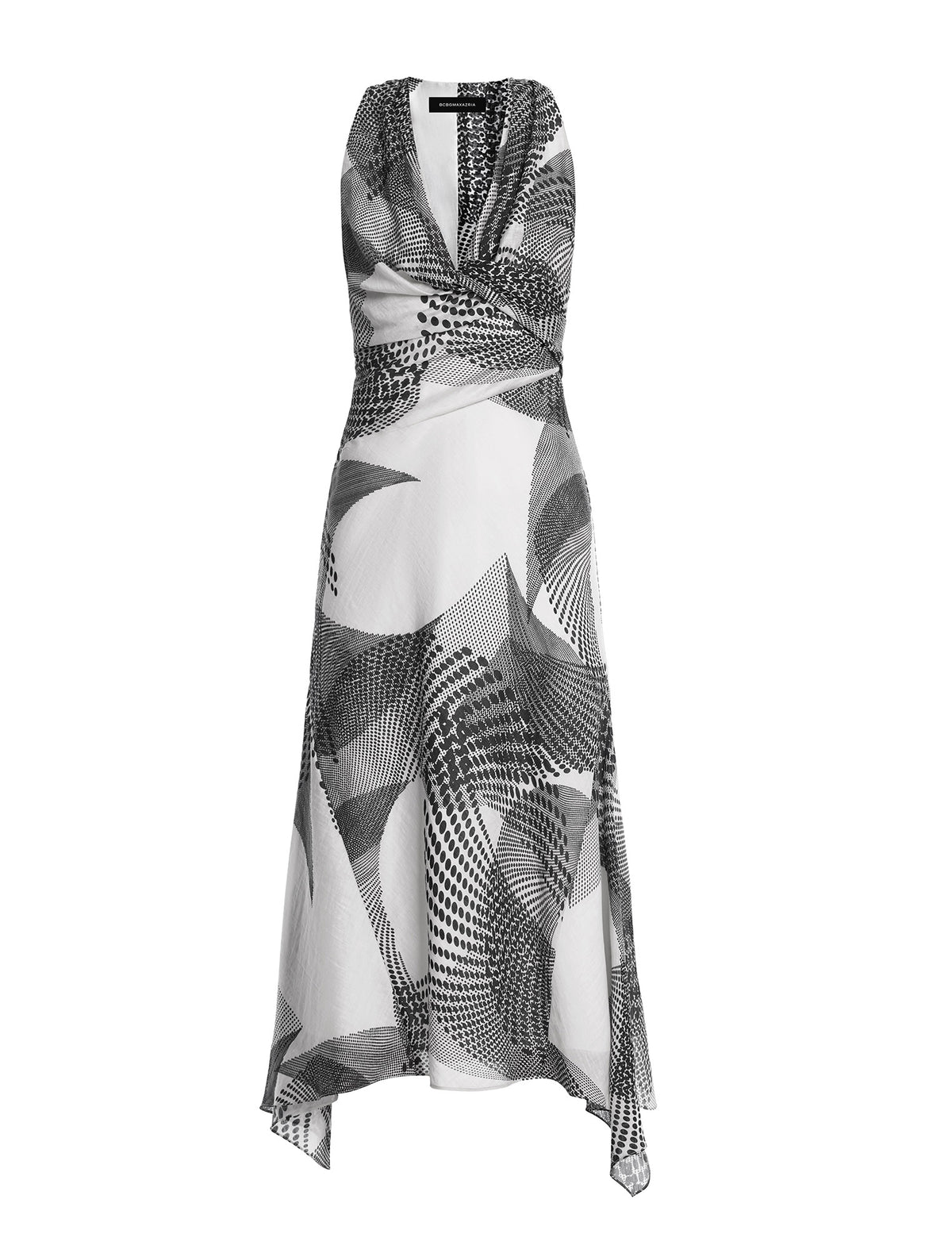BCBGMAXAZARIA Printed Cowl Halter Dress