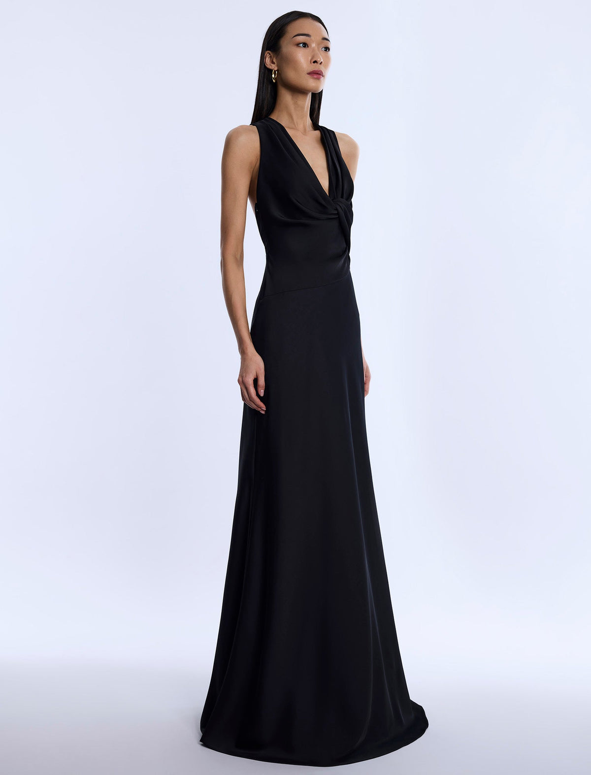 BCBGMAXAZARIA Cowl Neck Halter Gown