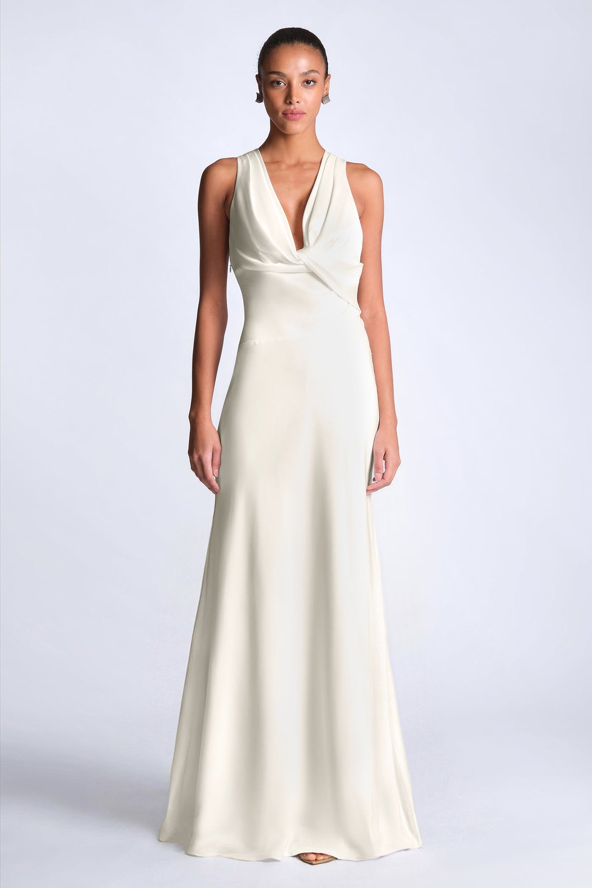 BCBGMAXAZARIA Cowl Neck Halter Gown