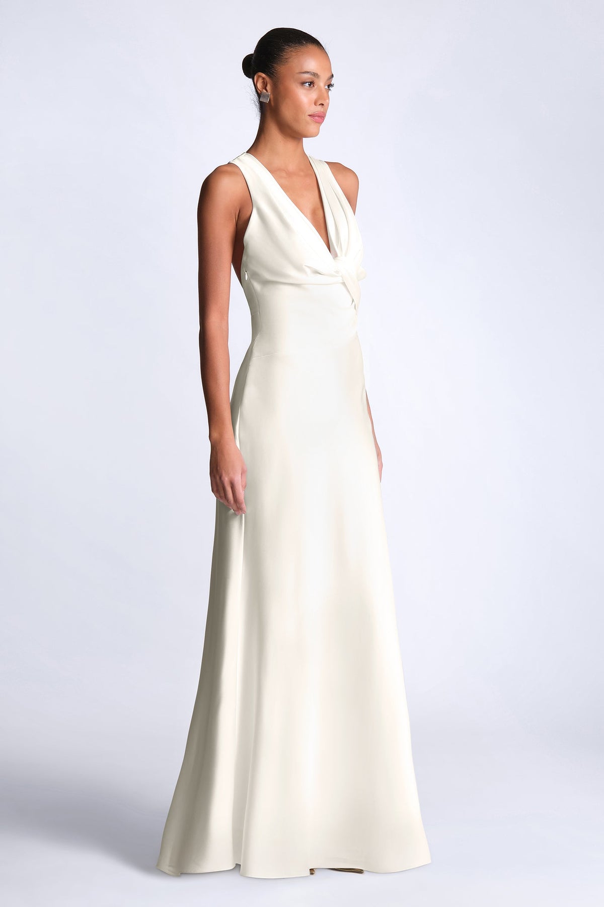 BCBGMAXAZARIA Cowl Neck Halter Gown