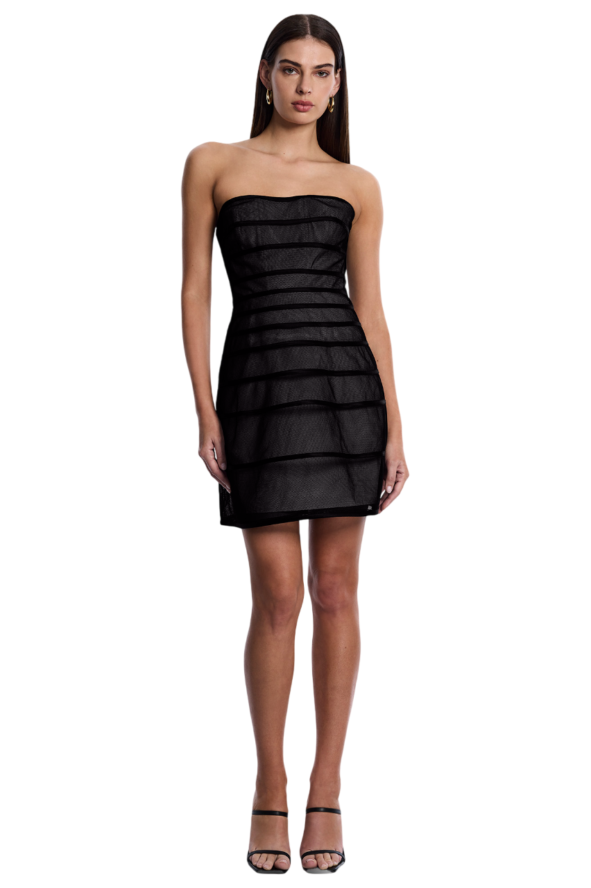 BCBGMAXAZARIA Sheer Volume Strapless Dress