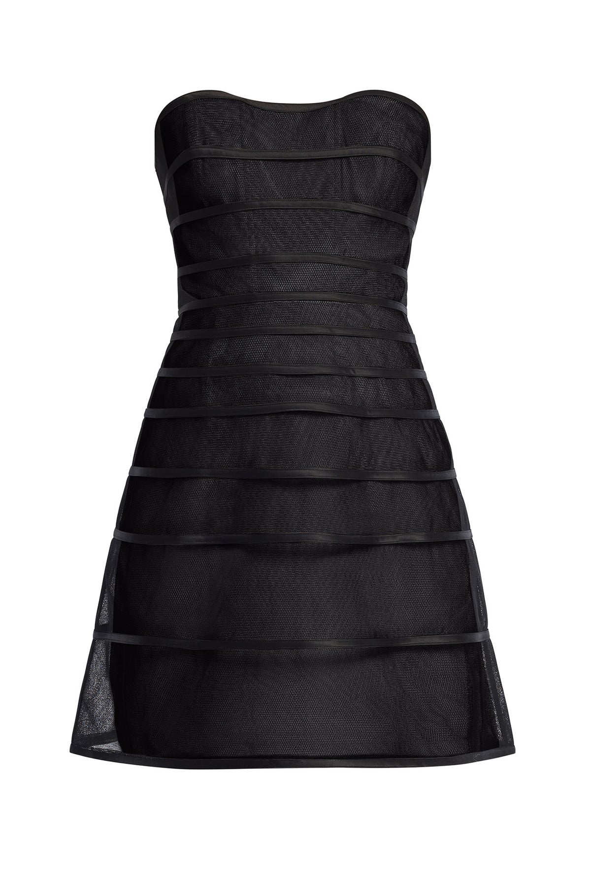 BCBGMAXAZARIA Sheer Volume Strapless Dress