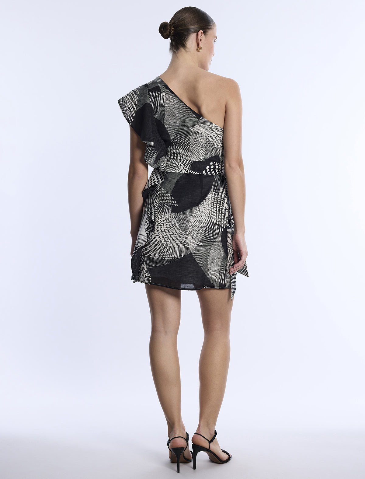 BCBGMAXAZARIA One Shoulder Flounce Mini