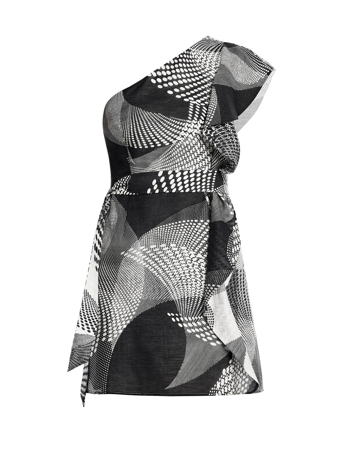 BCBGMAXAZARIA One Shoulder Flounce Mini