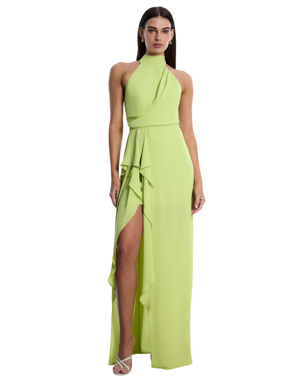 BCBGMAXAZARIA Mock Neck Drape Gown