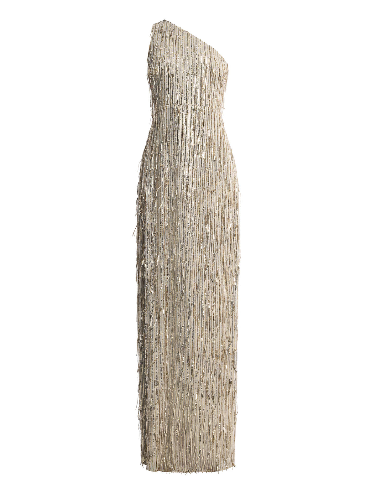 BCBGMAXAZARIA Embellished One Shoulder Gown