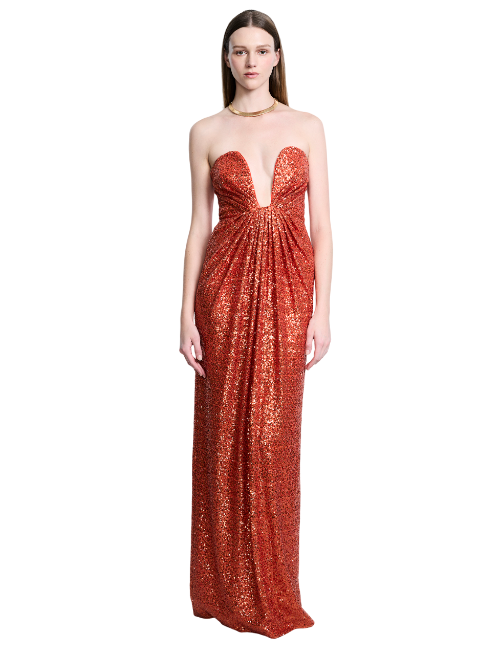 BCBGMAXAZARIA Plunging  U Neckline  Gown