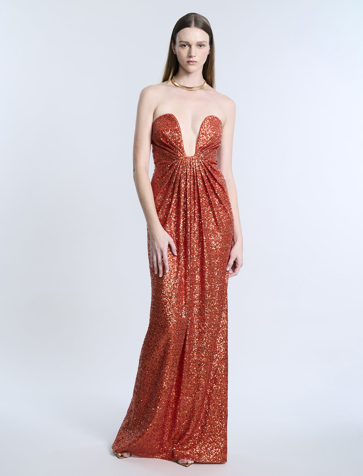 BCBGMAXAZARIA Plunging  U Neckline  Gown