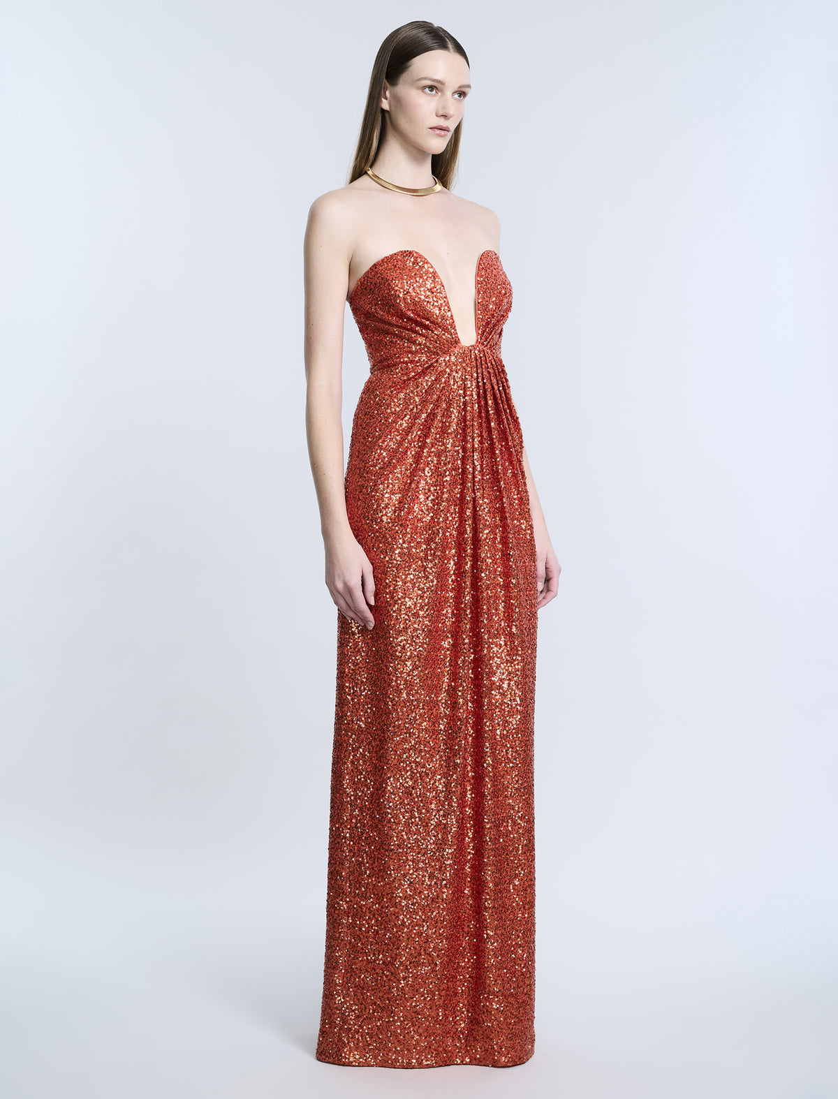 BCBGMAXAZARIA Plunging  U Neckline  Gown