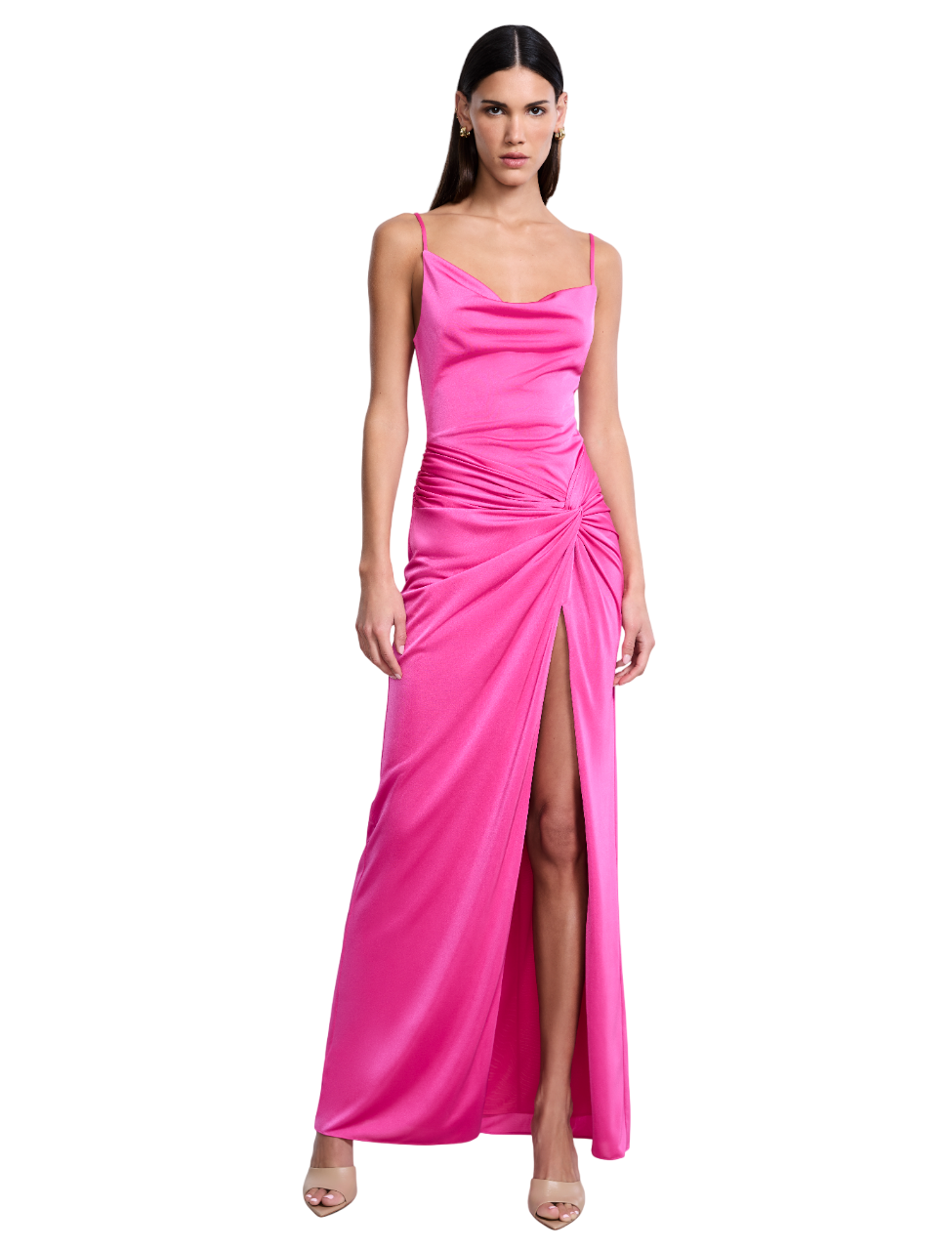 BCBGMAXAZARIA Cowl Draped Gown With Twist