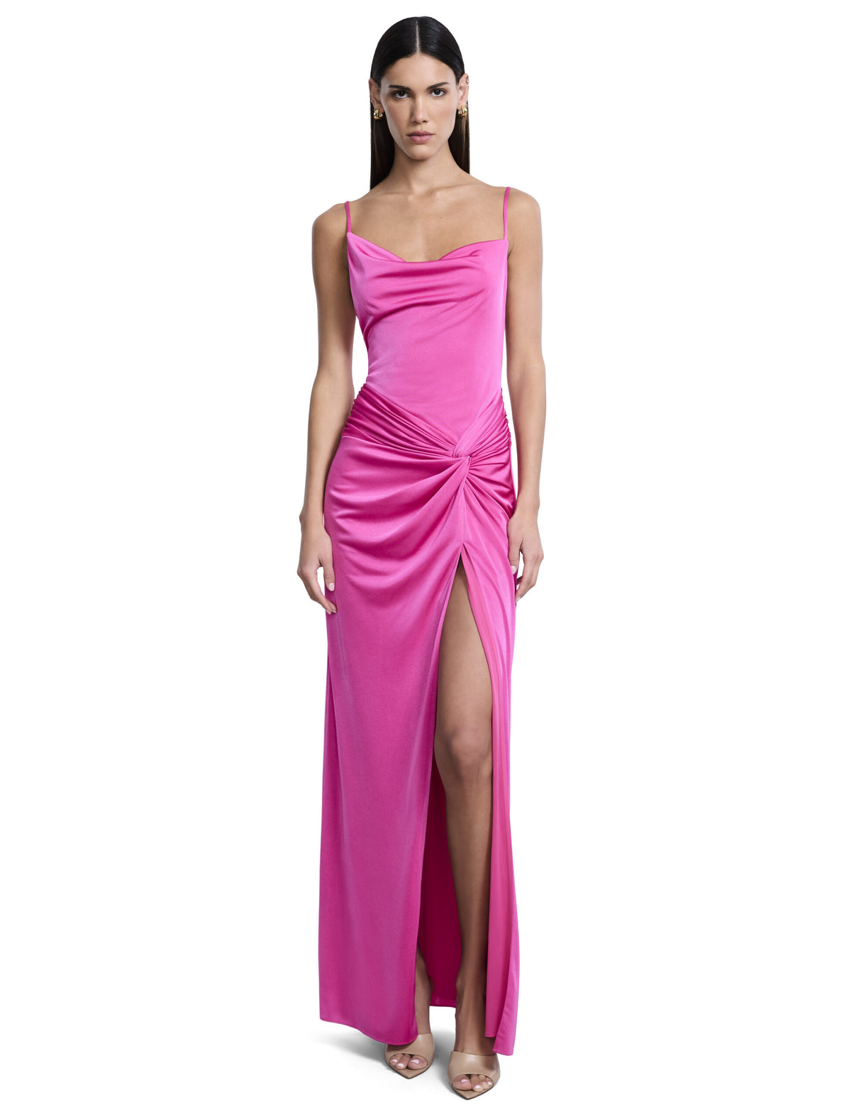 BCBGMAXAZARIA Cowl Draped Gown With Twist