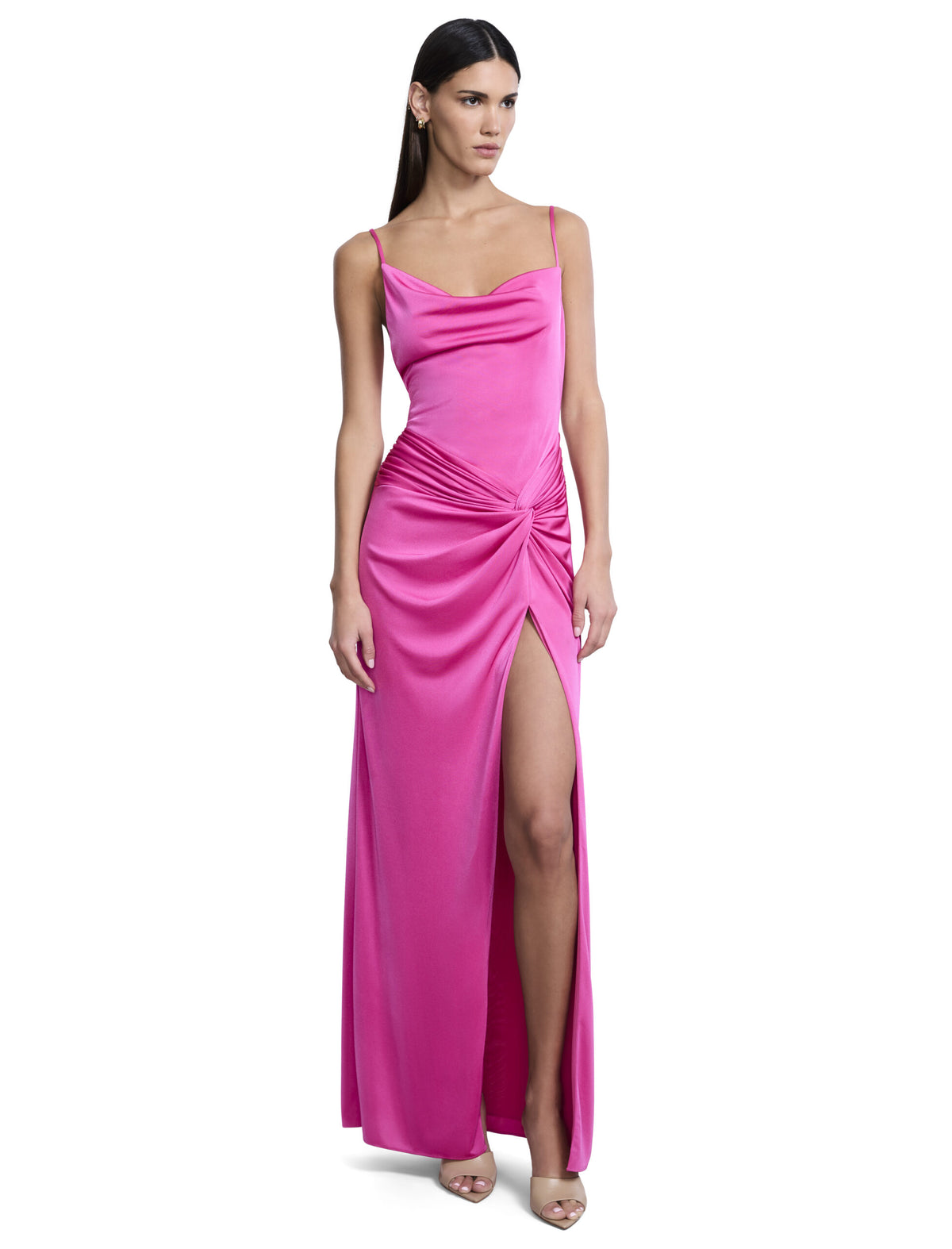 BCBGMAXAZARIA Cowl Draped Gown With Twist