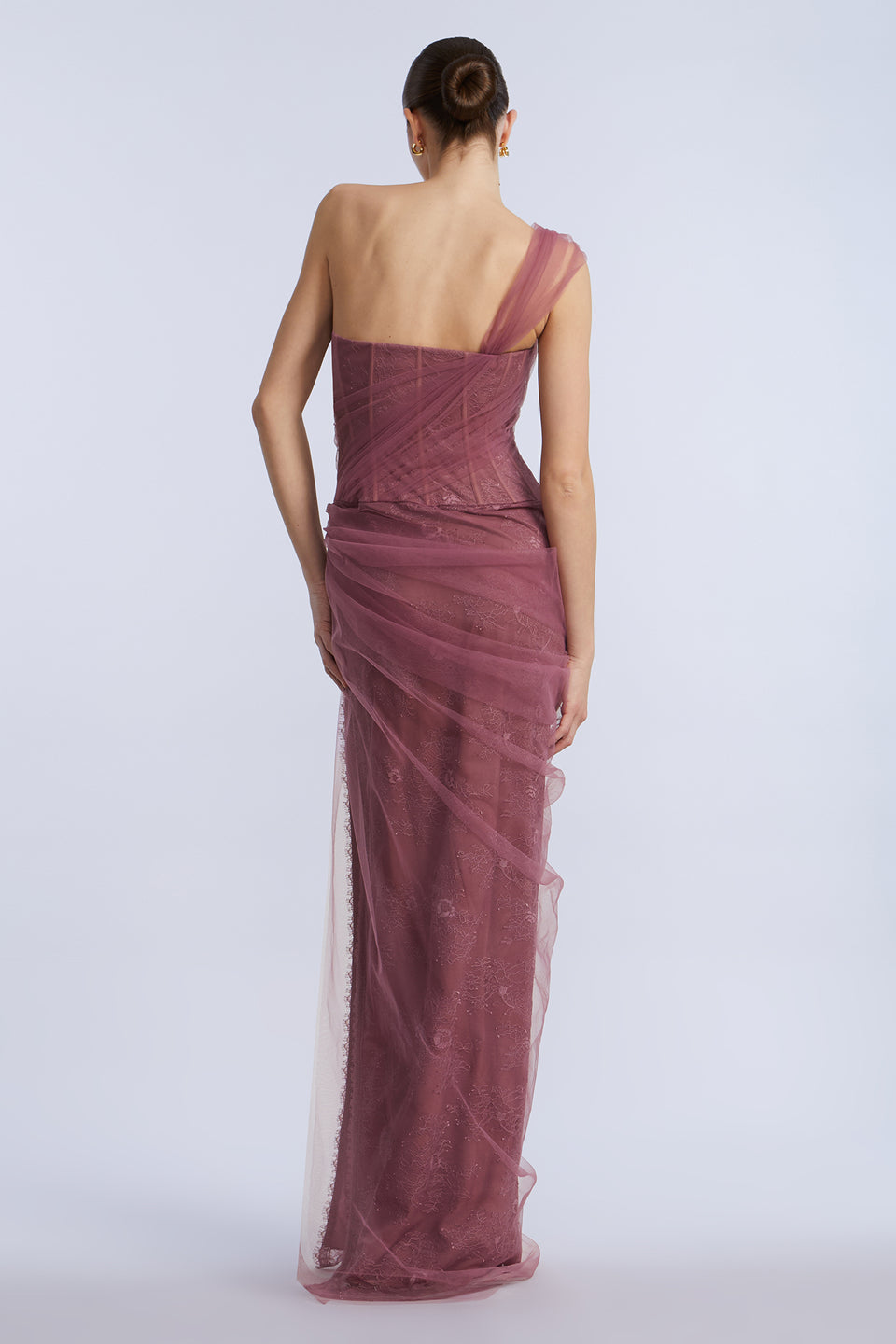 BCBGMAXAZARIA TULLE & LACE GOWN