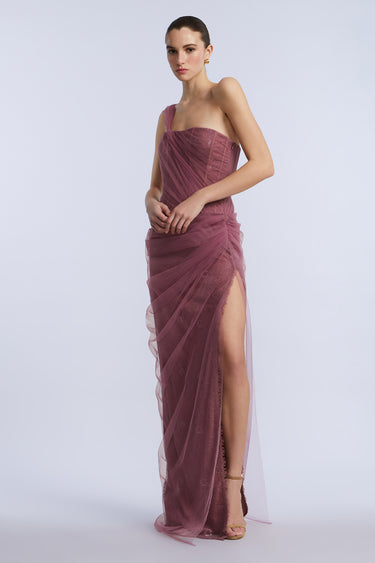 BCBGMAXAZARIA TULLE & LACE GOWN