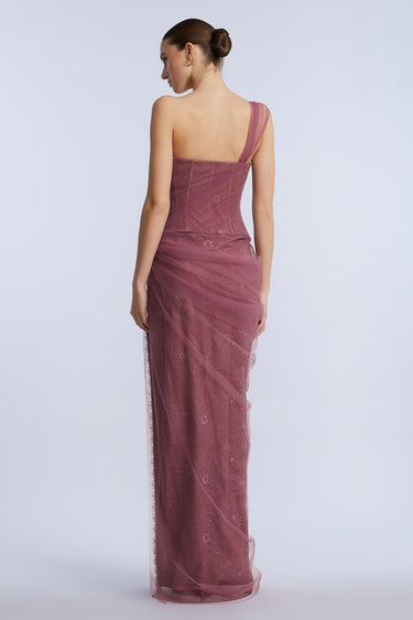 BCBGMAXAZARIA TULLE & LACE GOWN