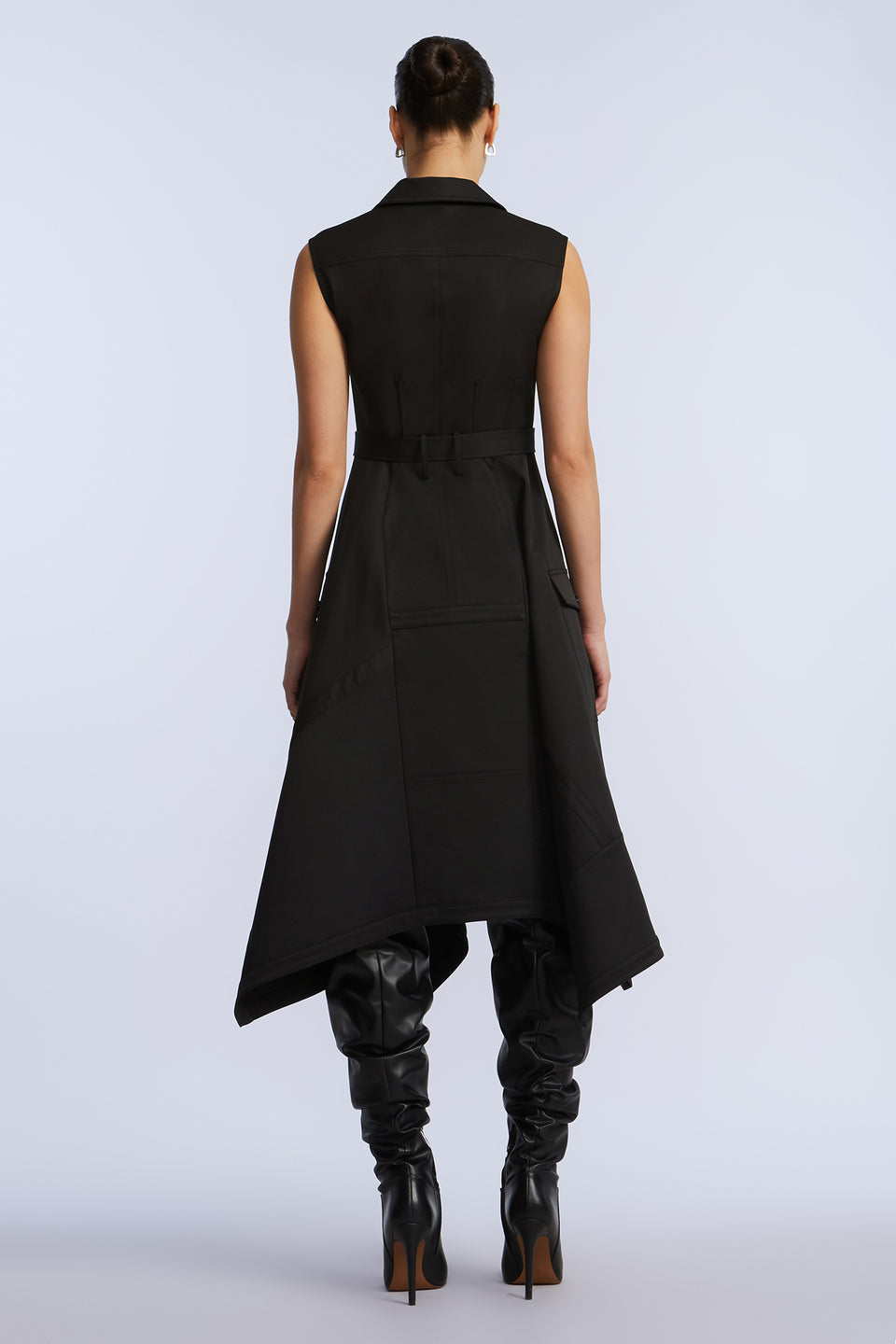 BCBGMAXAZARIA Scarf Hem Taffeta Twill Dress