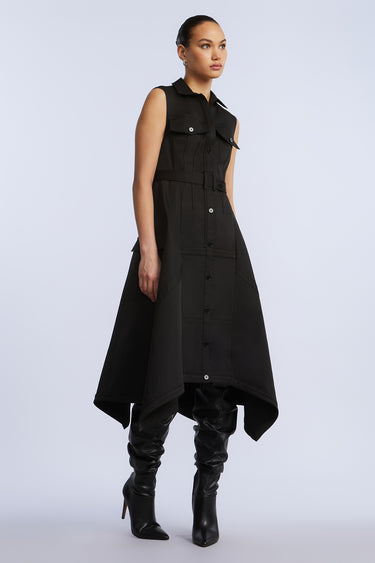 BCBGMAXAZARIA Scarf Hem Taffeta Twill Dress