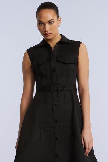 BCBGMAXAZARIA Scarf Hem Taffeta Twill Dress