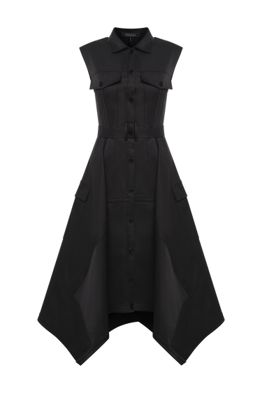 BCBGMAXAZARIA Scarf Hem Taffeta Twill Dress