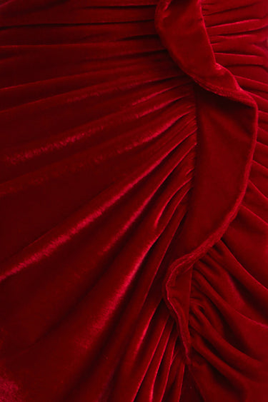 BCBGMAXAZARIA Strapless Velvet Ruffle Dress