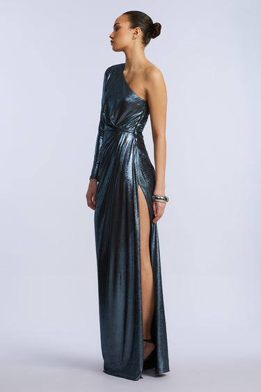 BCBGMAXAZARIA STRONG SHOULDER GOWN