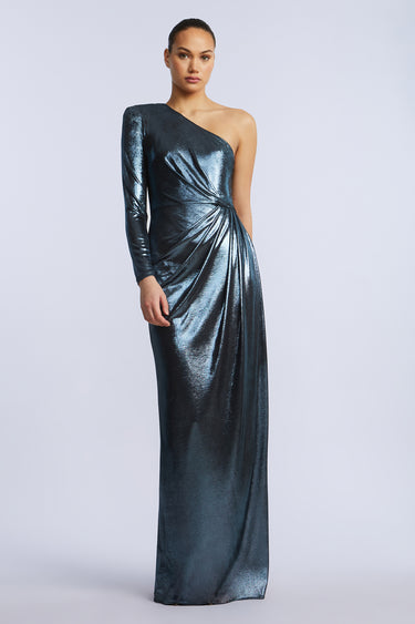 BCBGMAXAZARIA STRONG SHOULDER GOWN