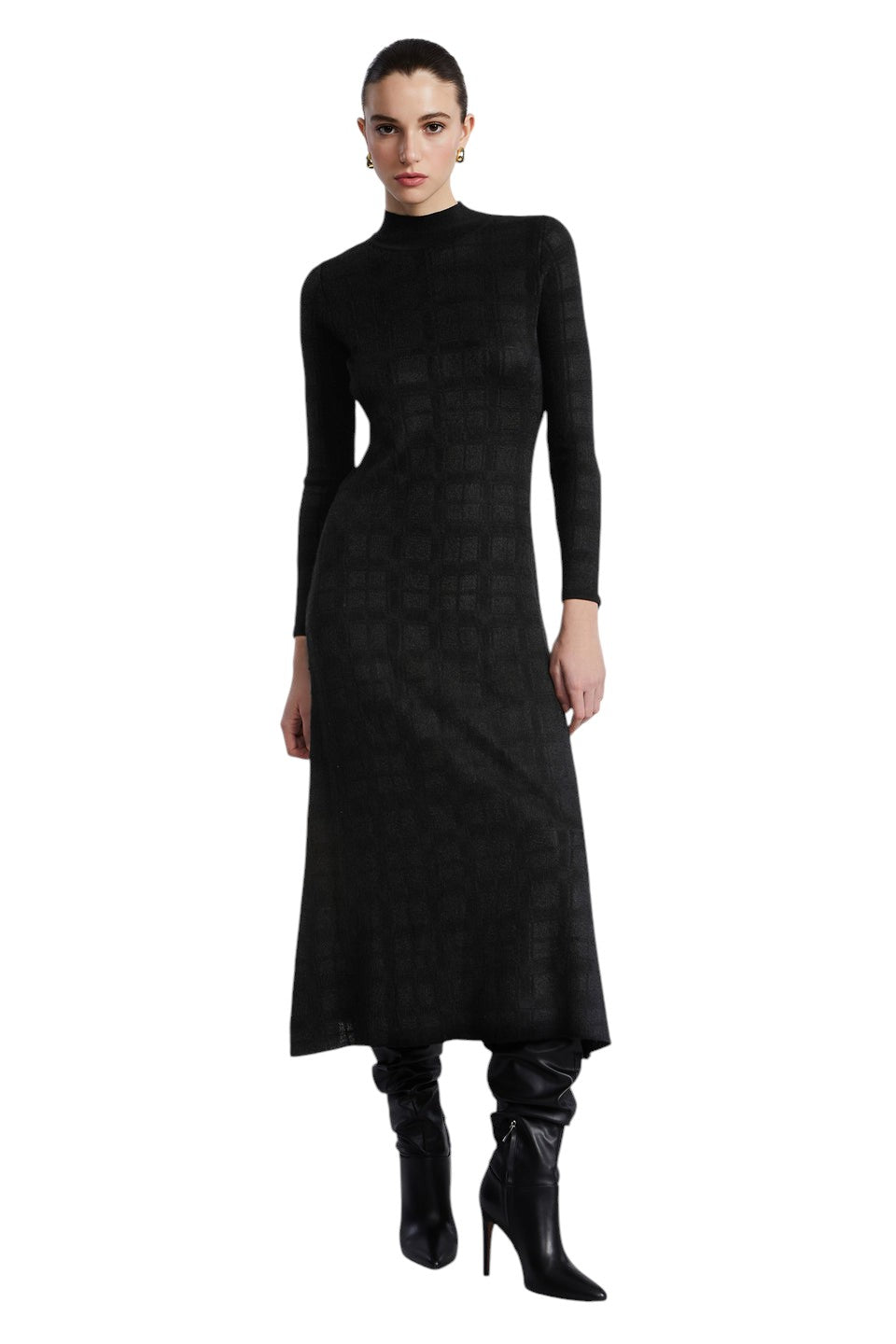 BCBGMAXAZARIA Turtleneck Openweave Dress