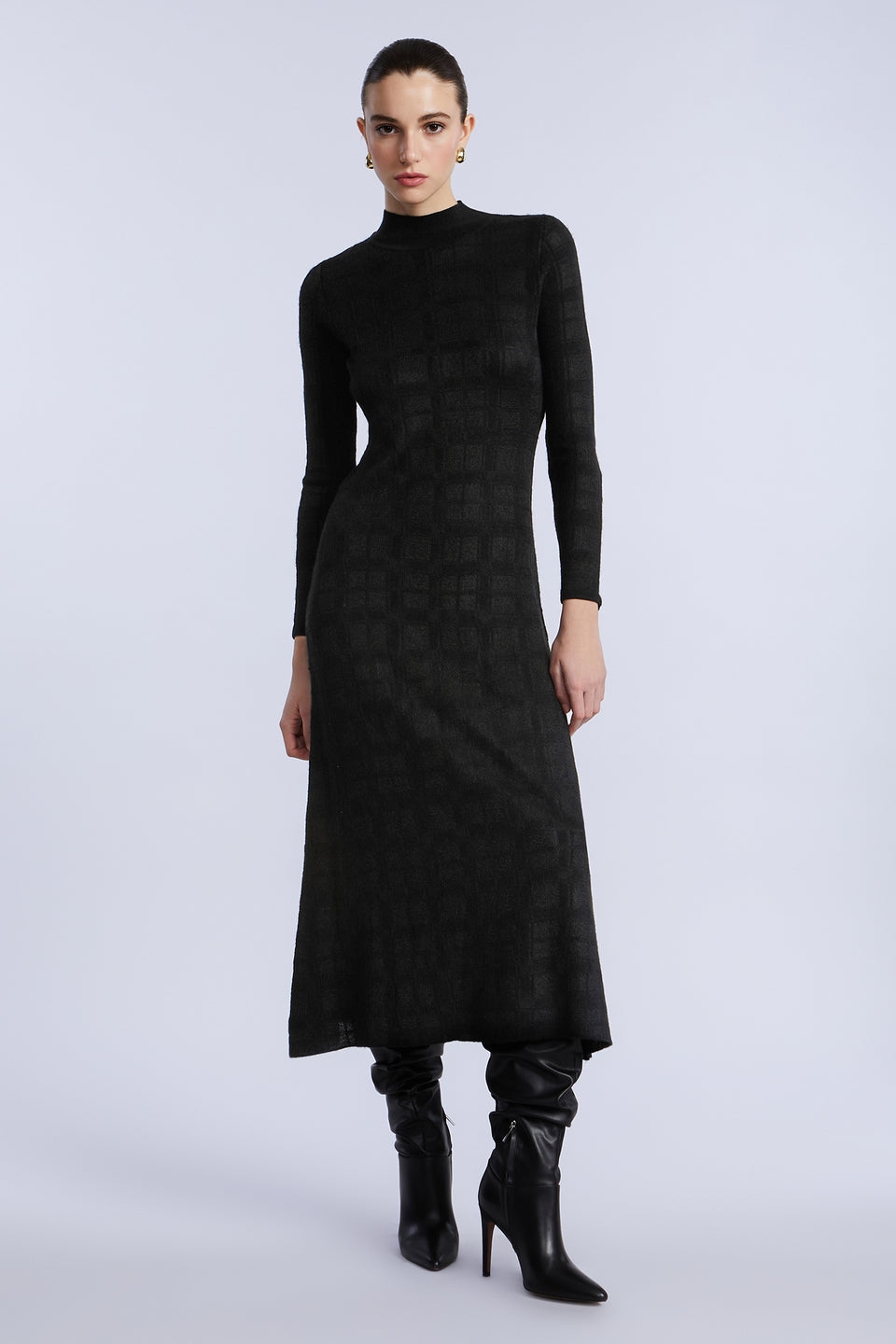 BCBGMAXAZARIA Turtleneck Openweave Dress