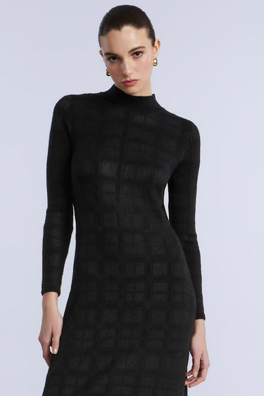 BCBGMAXAZARIA Turtleneck Openweave Dress