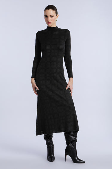 BCBGMAXAZARIA Turtleneck Openweave Dress