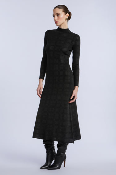BCBGMAXAZARIA Turtleneck Openweave Dress