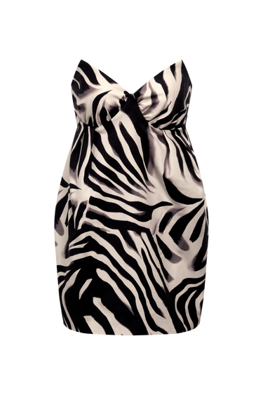 BCBGMAXAZARIA STRAPLESS BUBBLE MINI DRESS