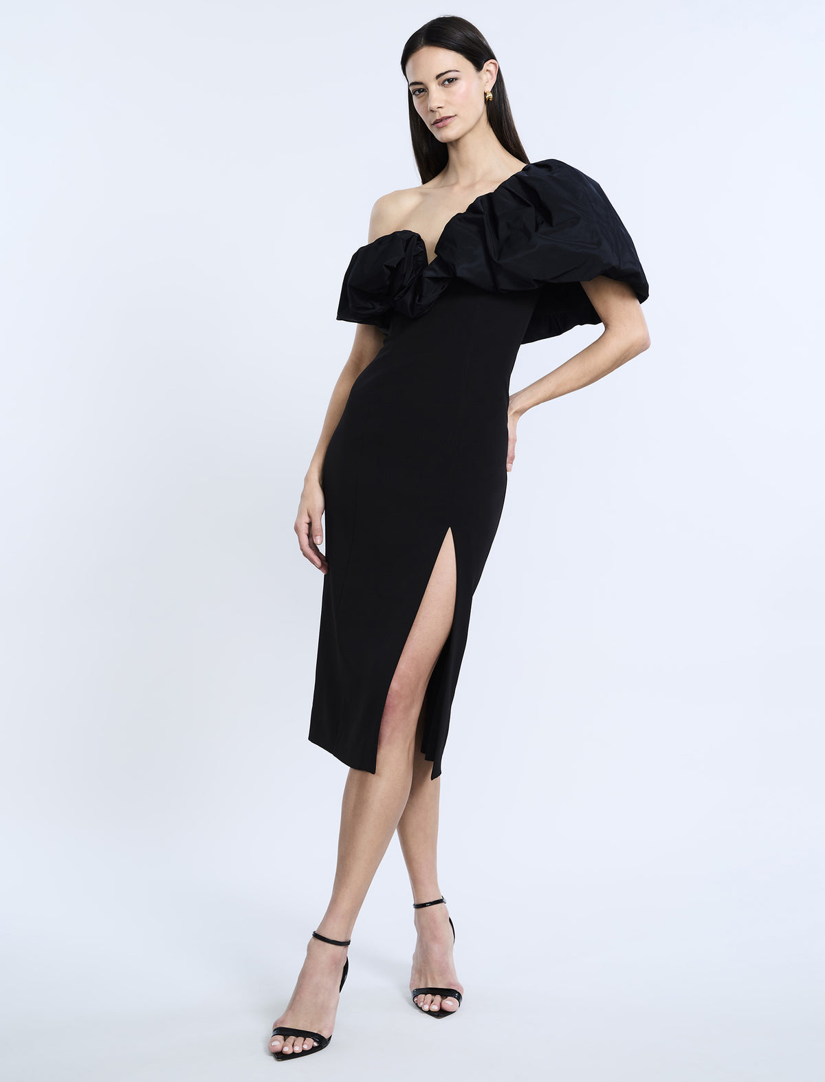 BCBGMAXAZARIA Solid  Dress With Puff