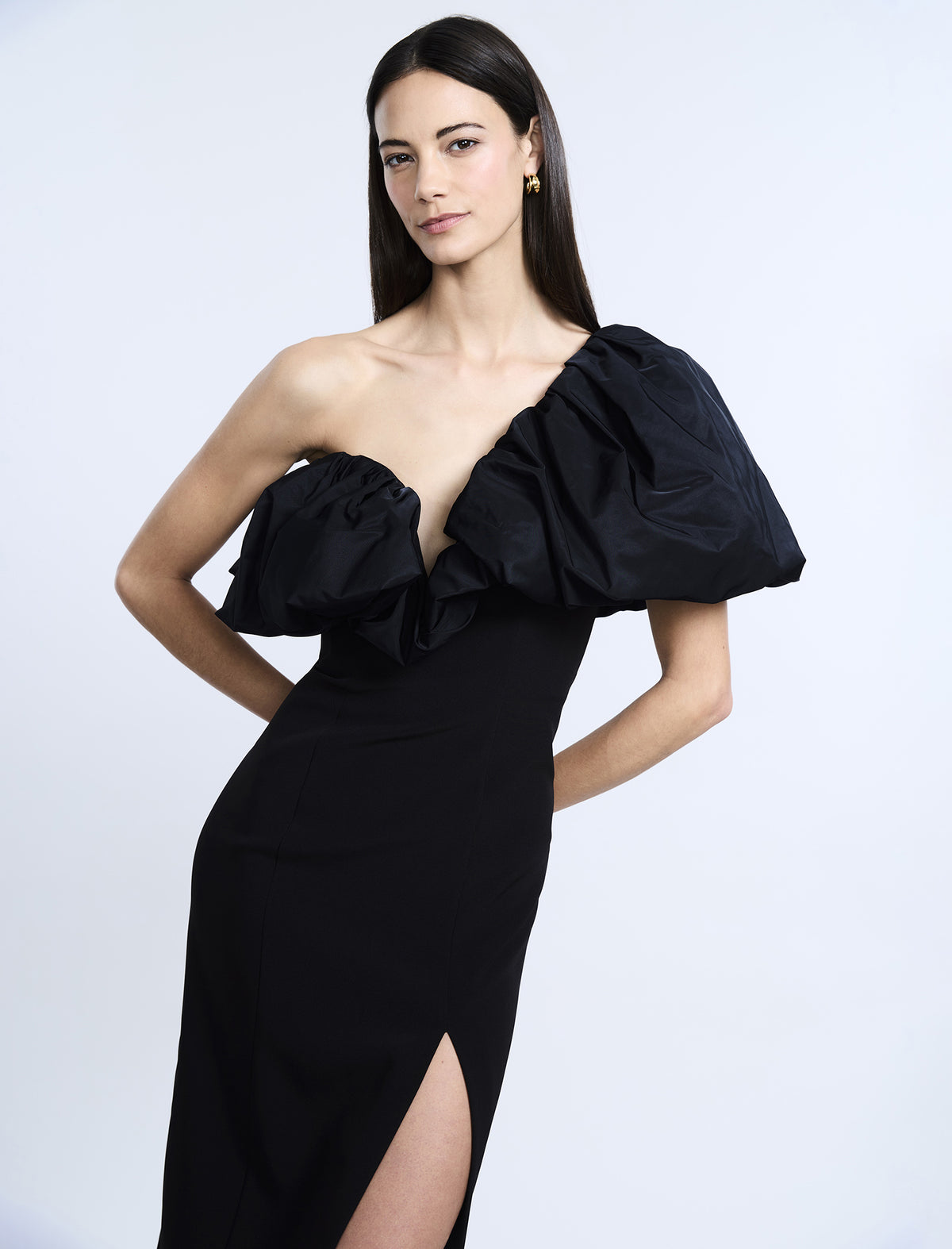 BCBGMAXAZARIA Solid  Dress With Puff